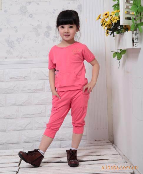 【公主可爱正反两穿全棉<em>女童</em>套装 上衣 <em>马裤</em> K