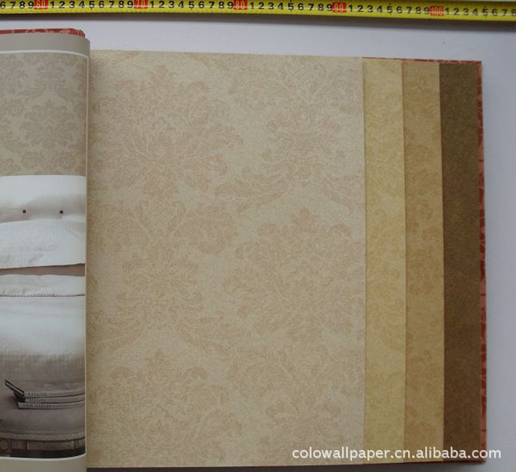 PVC大马士革图案墙纸 卧室客厅满铺大面积贴