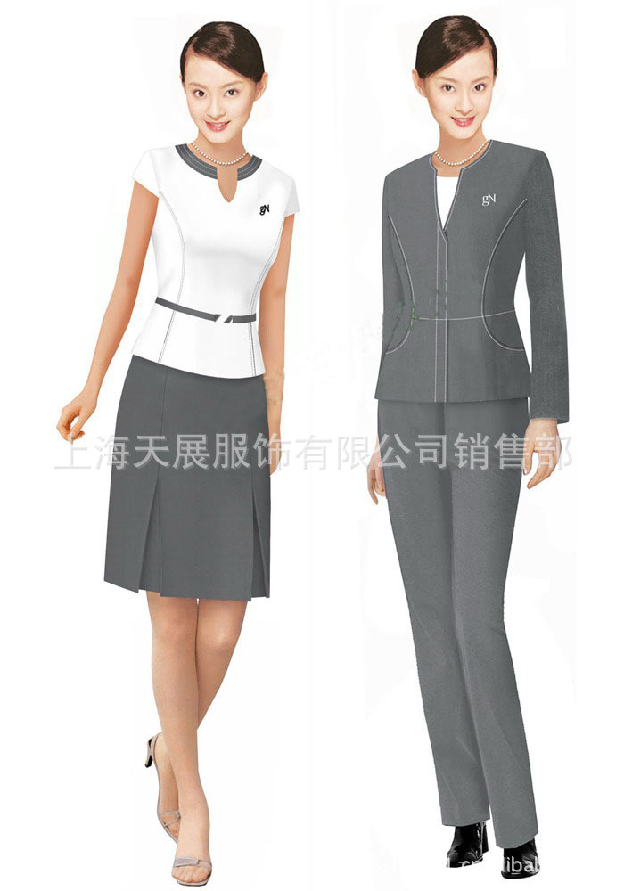 企业员工职业装设计藏青色职业装女裤装职业女