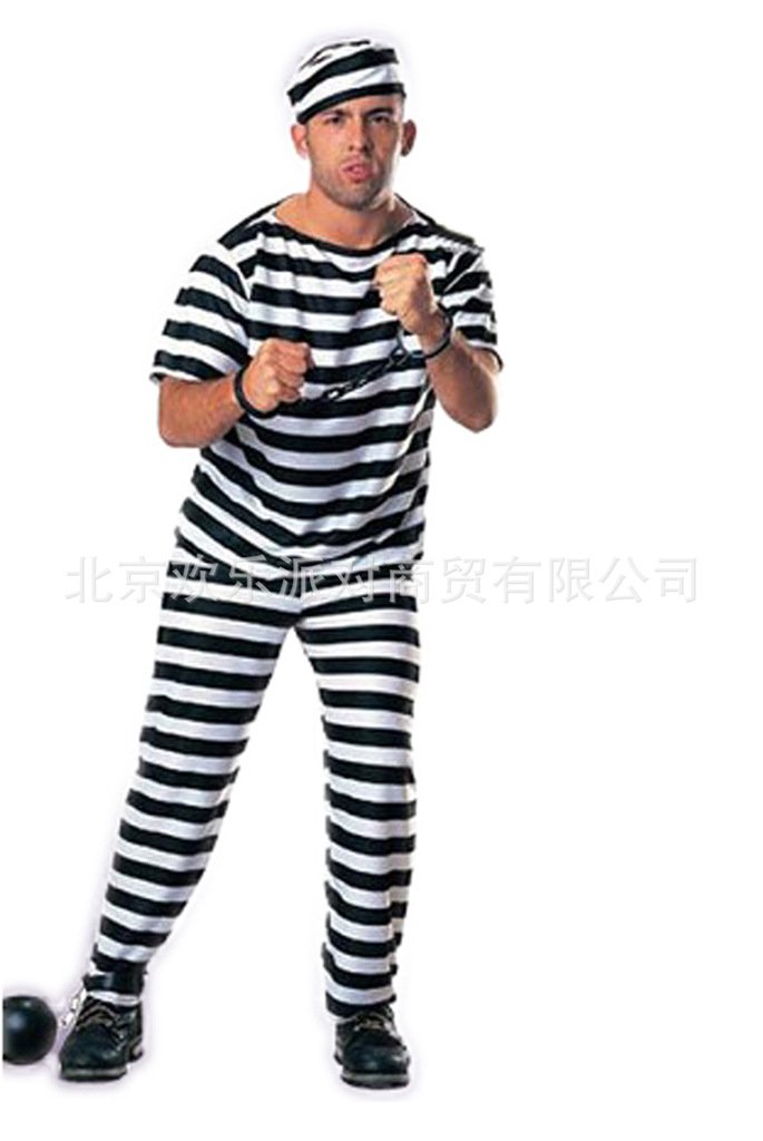 万圣节服装男囚犯服装表演游戏服装囚犯装扮监