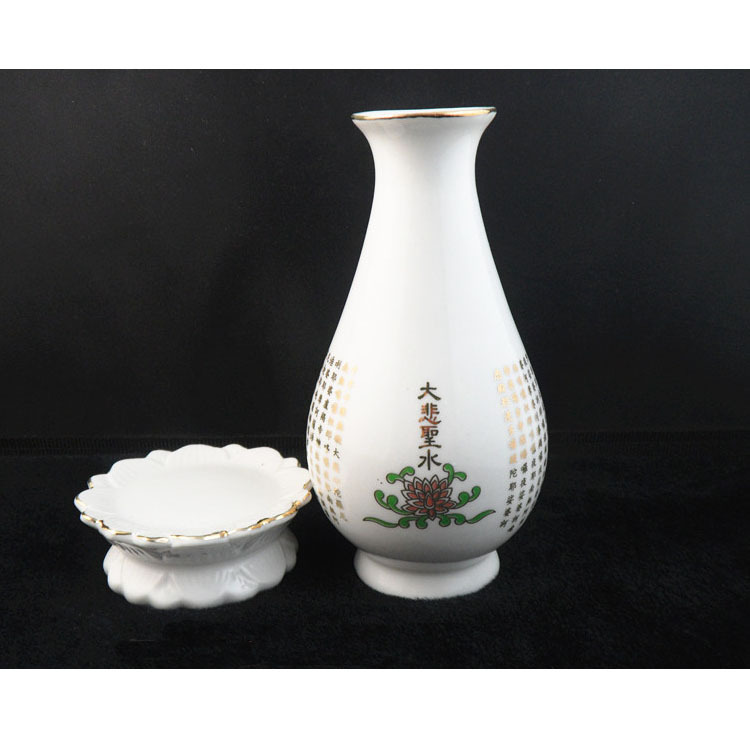 白玉大悲圣水瓶陶瓷净水瓶大悲咒供水玉净瓶供
