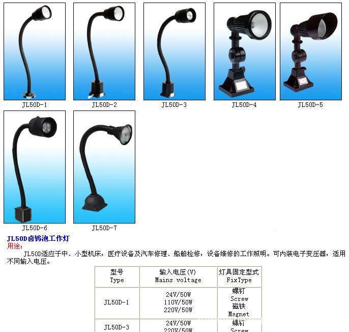 批发机床工作灯 JL50F-1A卤钨泡工作灯 卤素灯 石英机床工作灯