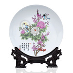景德鎮陶瓷 高檔國色天香瓷盤掛盤裝飾盤 現代陶瓷擺件裝飾工藝品