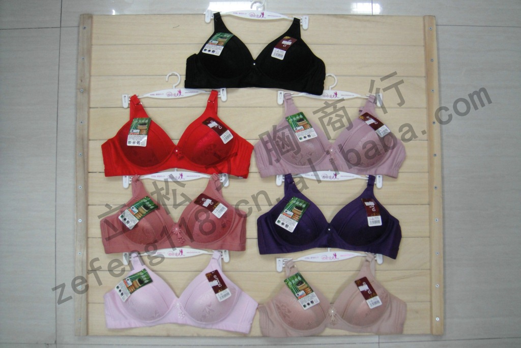 批发俏芳无钢圈内衣提花聚拢<em>C罩</em>薄杯无弓<em>文胸</em>