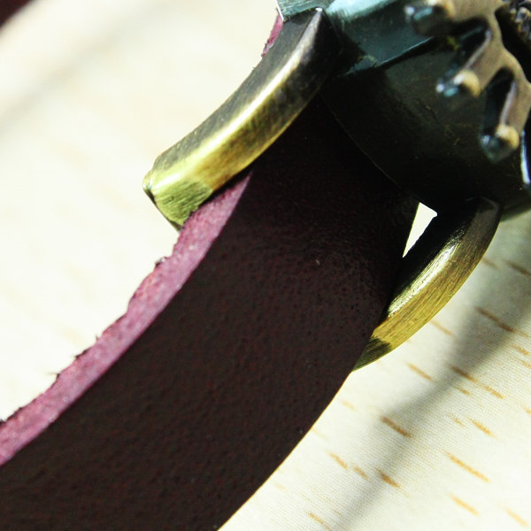 【供应黄冠复古手表休闲简约牛皮石英手表批发