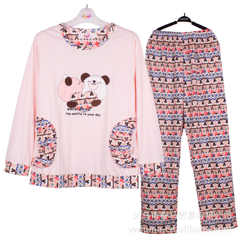【秋冬新品 <em>品牌睡衣</em> 针织棉女士<em>睡衣</em>套家居服
