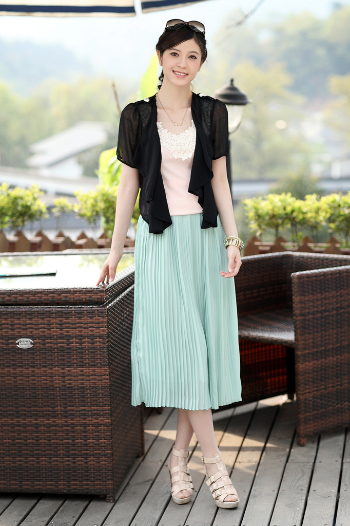 新品2012夏装/品牌杭派女装批发/时尚百褶长裙/辛唐米娜x011230