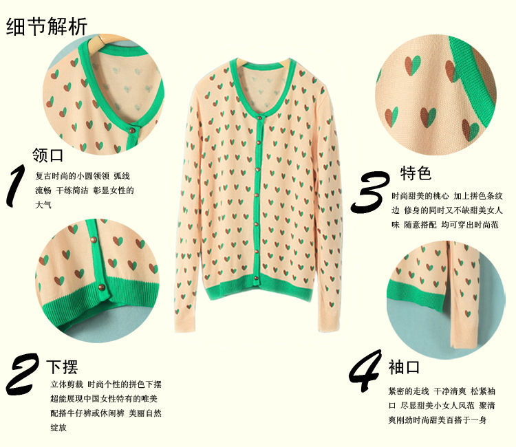 lily欧美<em>秋季新款</em>圆领 桃心 短款 女士 毛针织衫