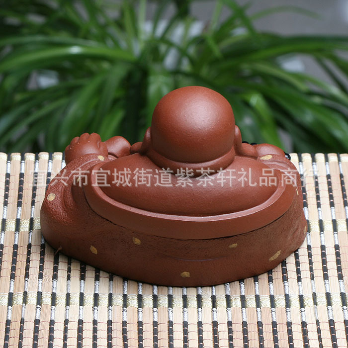 【宜兴正品紫砂壶 紫砂小摆件杂件 手工弥勒佛