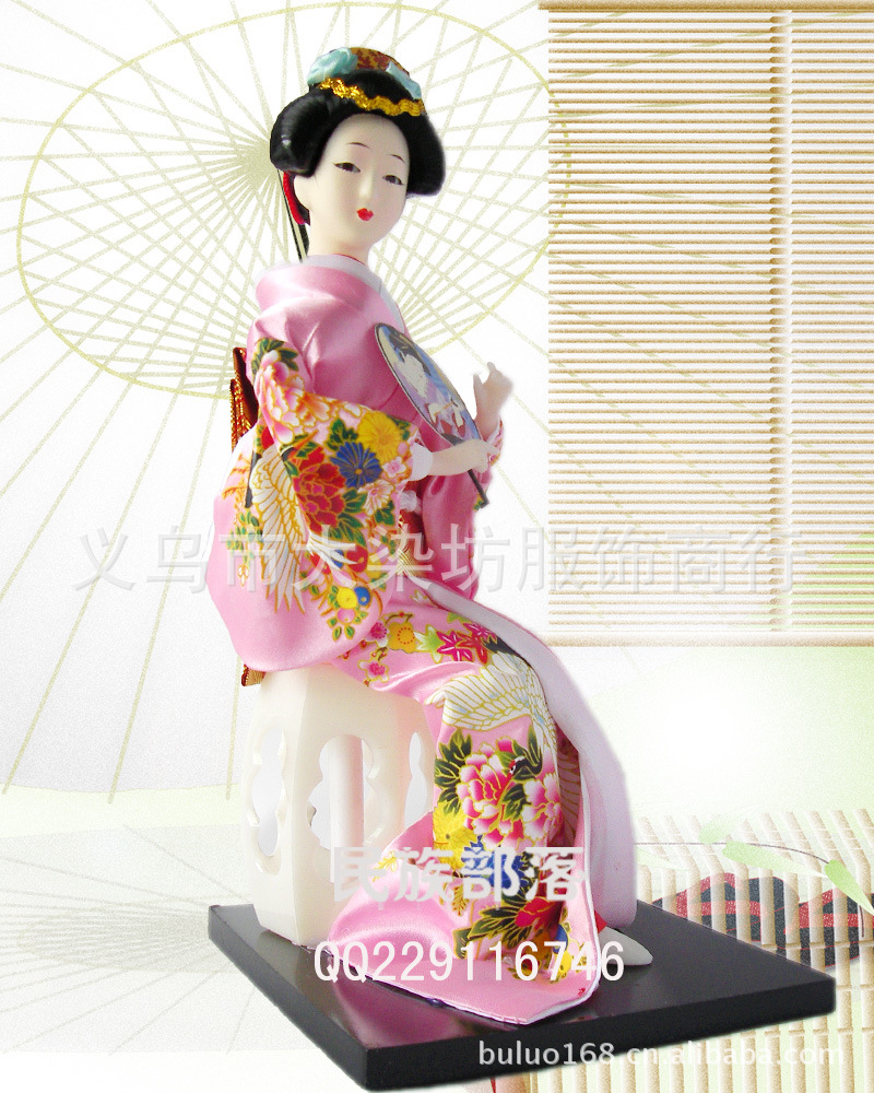 日本人偶坐姿日本人形 日本仕女 仿真日本人形 日式摆件娃娃e7