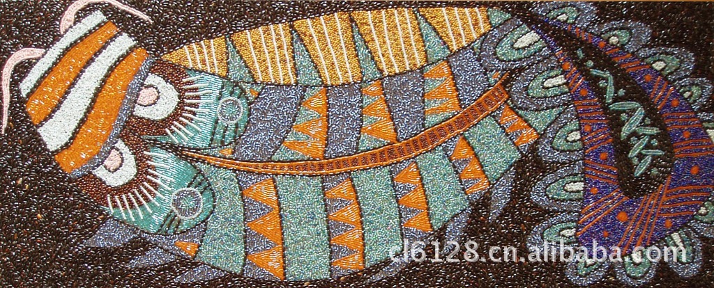 粮食画五谷画 粮艺谷艺豆塑画米画 鱼(三 40×80编号1066