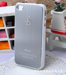 高档贴钻手机壳-拉丝壳iphone4s及iphone4手机保护壳-银色 批发