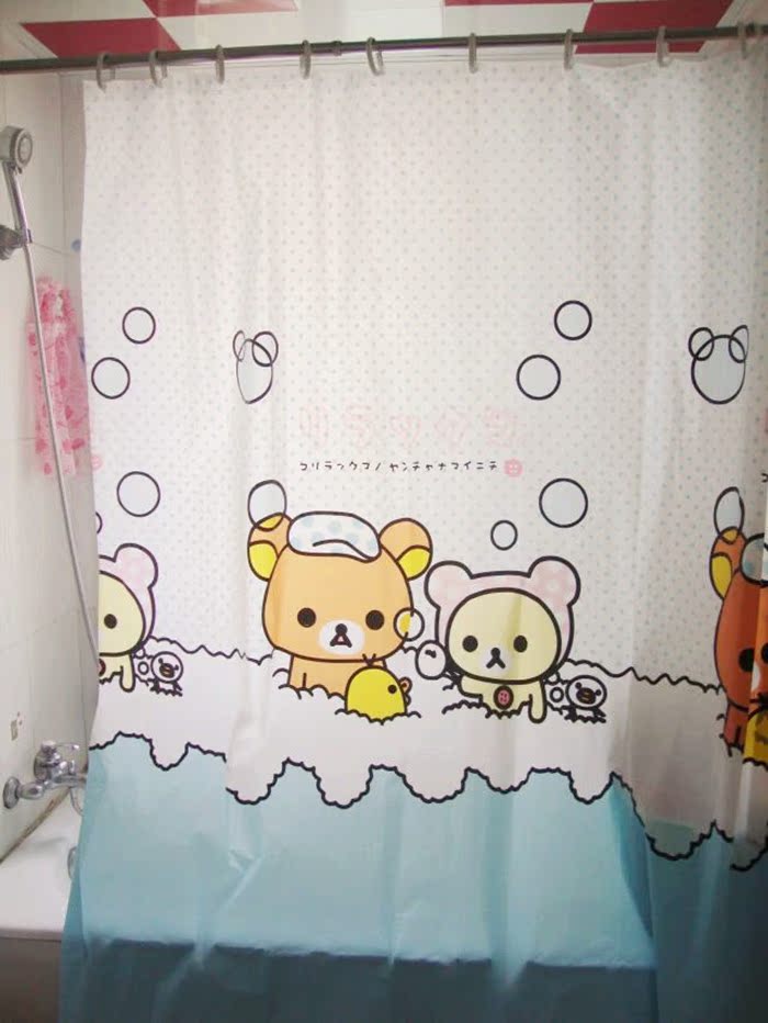 供應新款 rilakkuma 輕松熊浴簾 泡泡浴簾 窗簾 送12個掛鉤工廠,批發,進口,代購