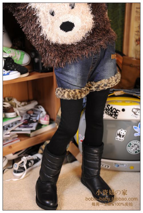 嘉嘉童装 2012冬韩版<em>女童</em>假两件超厚豹纹<em>打底</em>