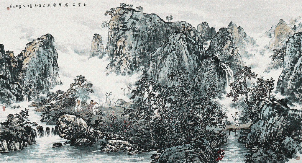 名家书画张法汀真迹纯手绘山水画 江山风雨几度过