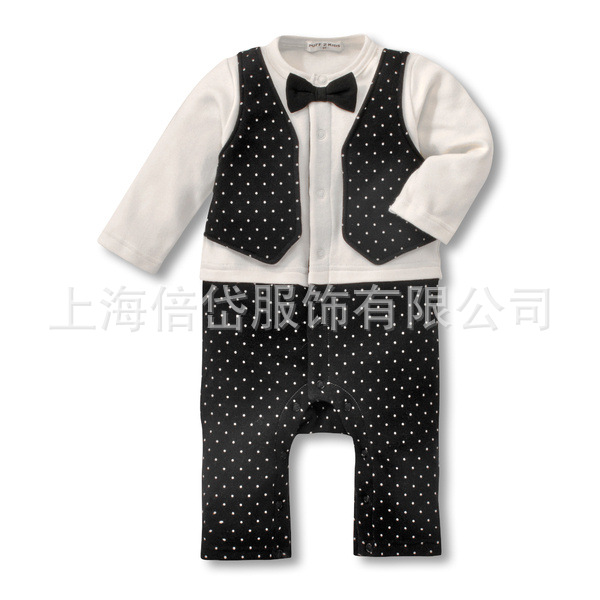 童装绅士格子领结小礼服新款<em>马甲</em>哈衣 <em>小男孩</em>