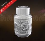 纯银茶具-纯银制品-纯银茶叶罐- 高工艺山茶花茶叶罐