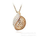 金朵银朵饰品 奥地利水晶 情人相思叶水晶项链 专业批发 厂家直销
