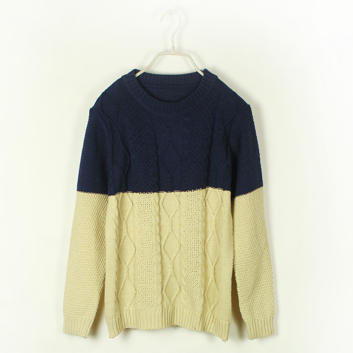 3色 冬款外贸女装混批发 <em>双色</em>复古<em>菱形</em>麻花编