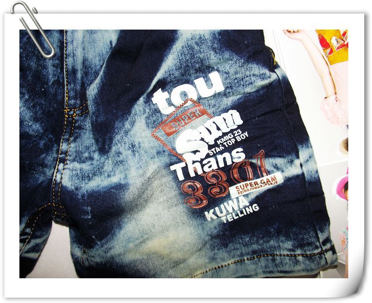 童裤批发|夏装童装牛仔中裤<em>短裤</em>批发 <em>英文</em>绣花