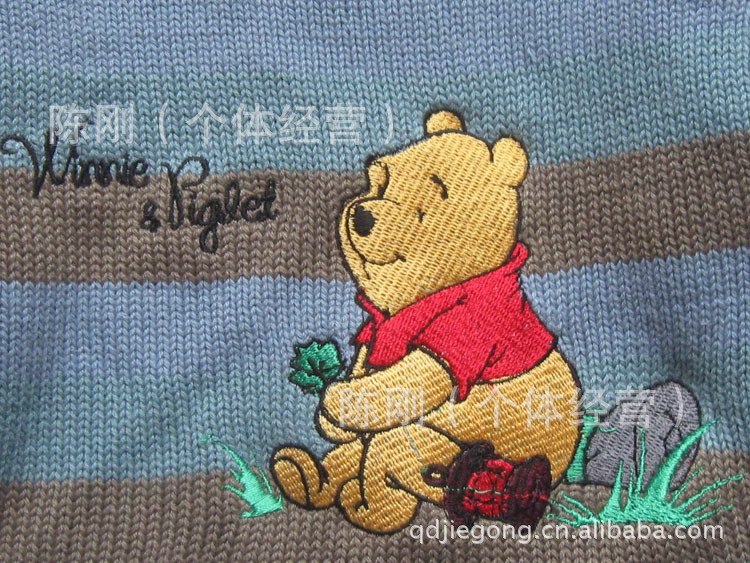 【外贸原单<em>儿童毛衣</em>前胸刺绣<em>维尼小熊</em>毛衣 彩