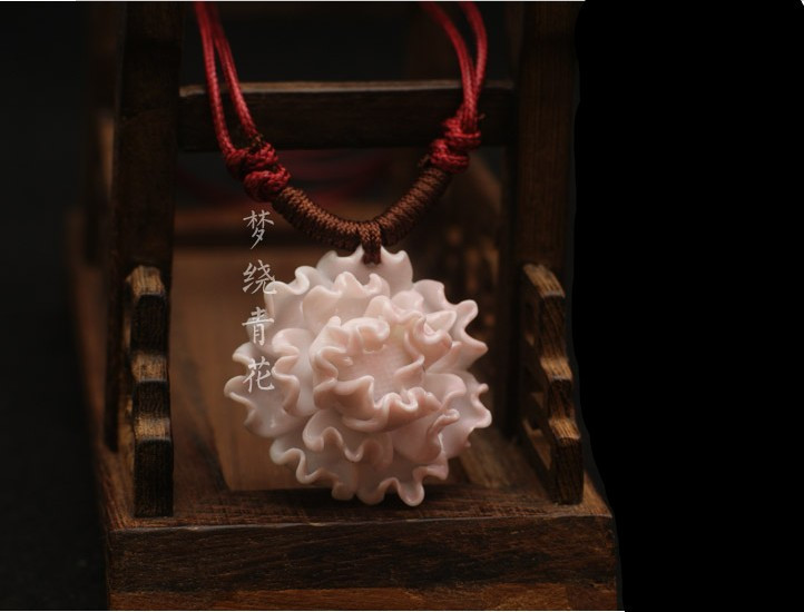 【牡丹花 陶瓷首饰 手捏花朵项链毛衣链经销批