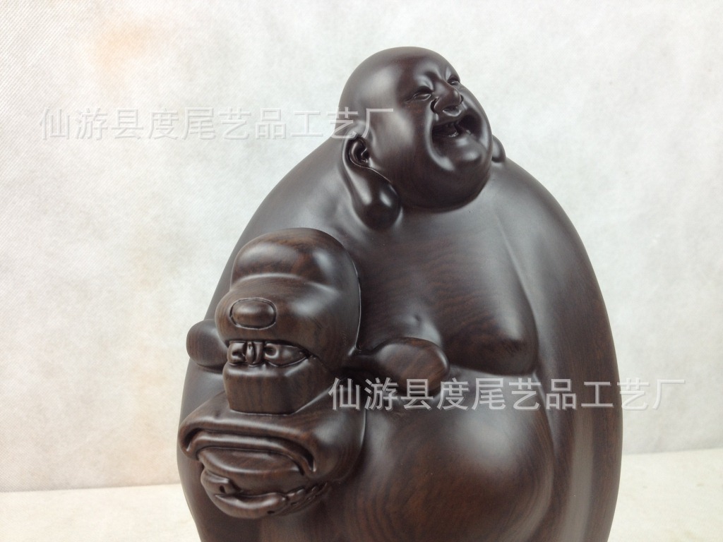 2012新款摆件 黑檀木加宫进爵弥勒佛 工艺品摆