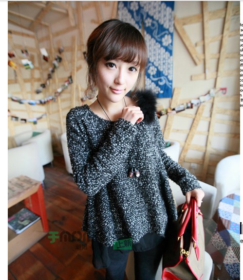 2012 新品698#内衬雪纺<em>双层</em>A字混<em>织毛衣</em>韩版