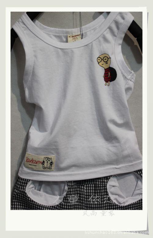 【童装批发夏装新款 可爱小龟背心 <em>格子马裤</em>套