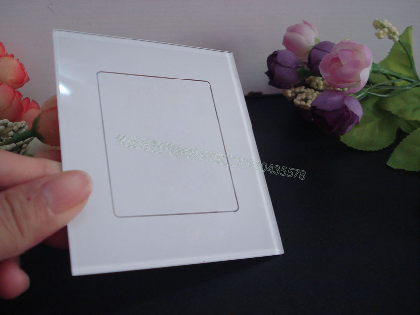 厂家供应开关玻璃面板 白色 印图案 可按图纸加