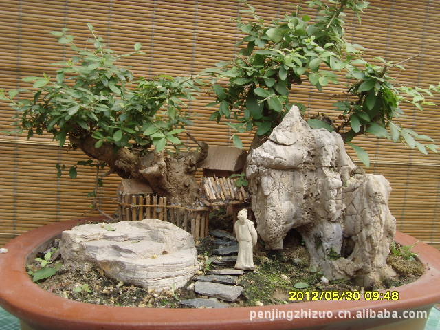 【制作供应诗情画意的山石山水盆景树石及微型