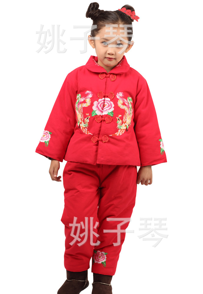 批发童装儿童唐装套装棉服宝宝唐装女童唐装冬
