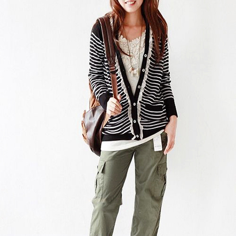 2012新品<em>开衫</em> <em>ZARA</em>雪纺木耳花边<em>开衫</em> <em>条纹</em>长