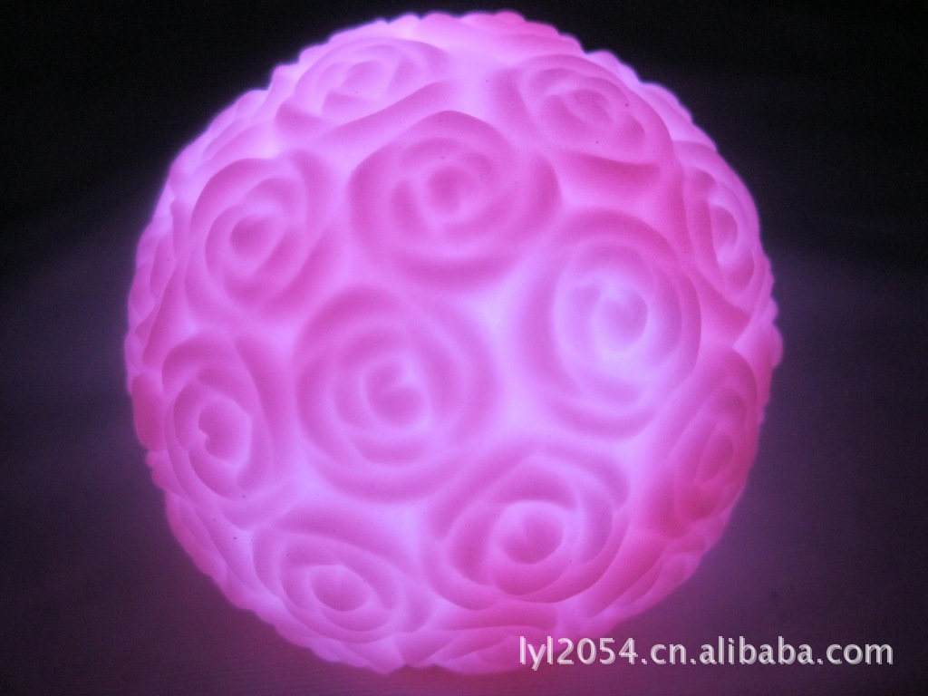 七彩小夜灯 创意批发节能 LED 自动变色 玫瑰球