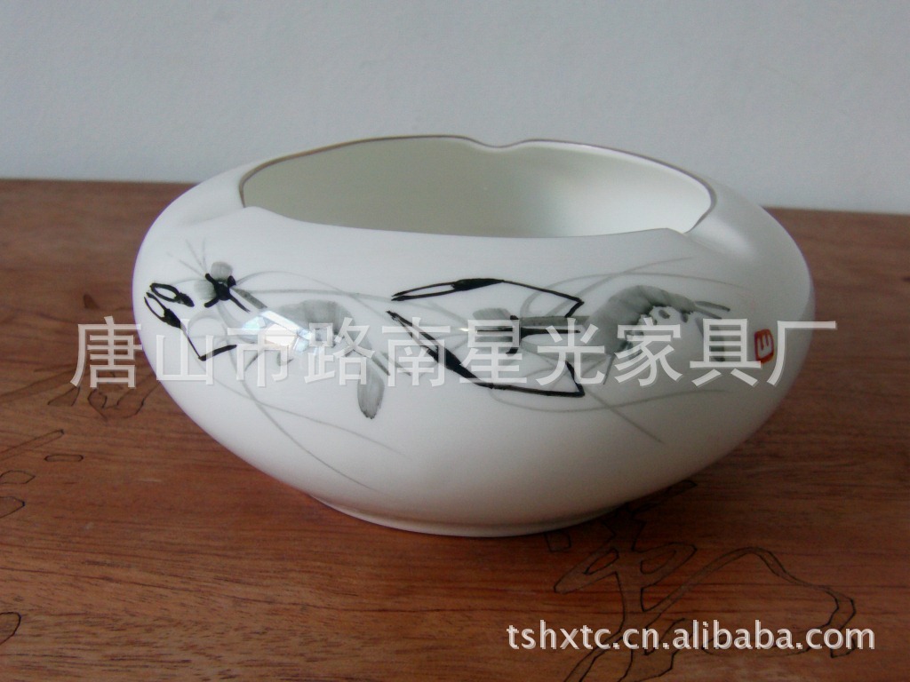 厂家直销高档骨瓷唐山骨质瓷办公三件套 手绘