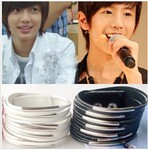 韩国小饰品 饰品批发 李孝利个性按扣皮质宽版铜管手链 s50046