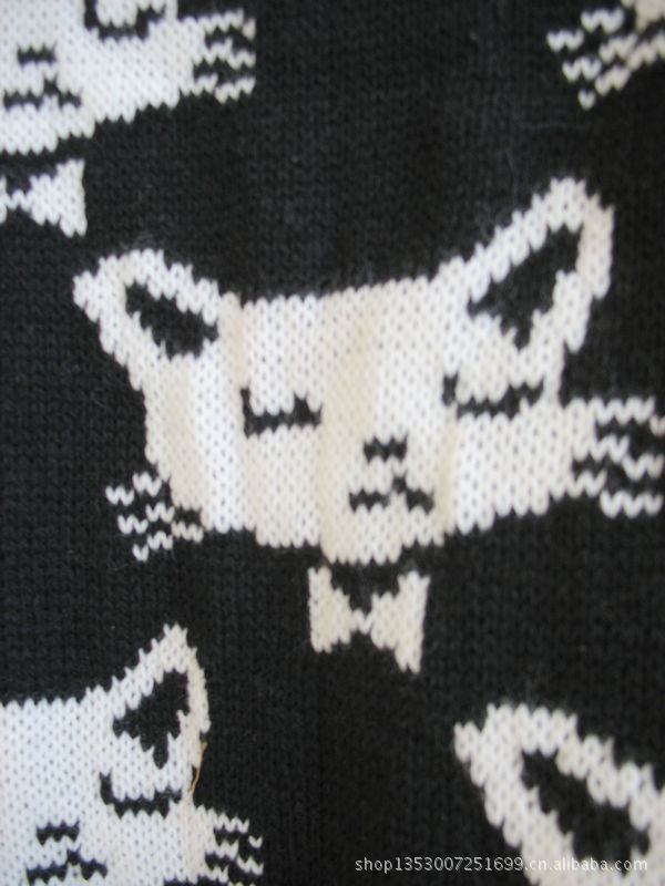 【外贸日单针织<em>织毛衣</em>小猫图案<em>中长款外套</em>】价