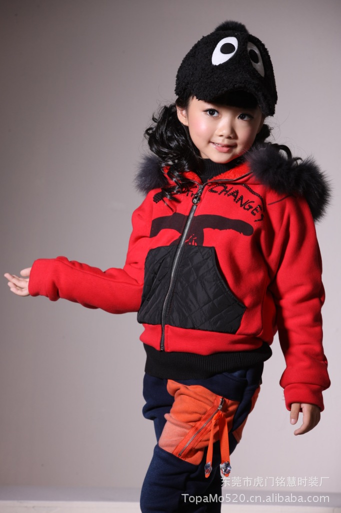 精品童装冬装新款 2012韩版女童装时尚毛领加
