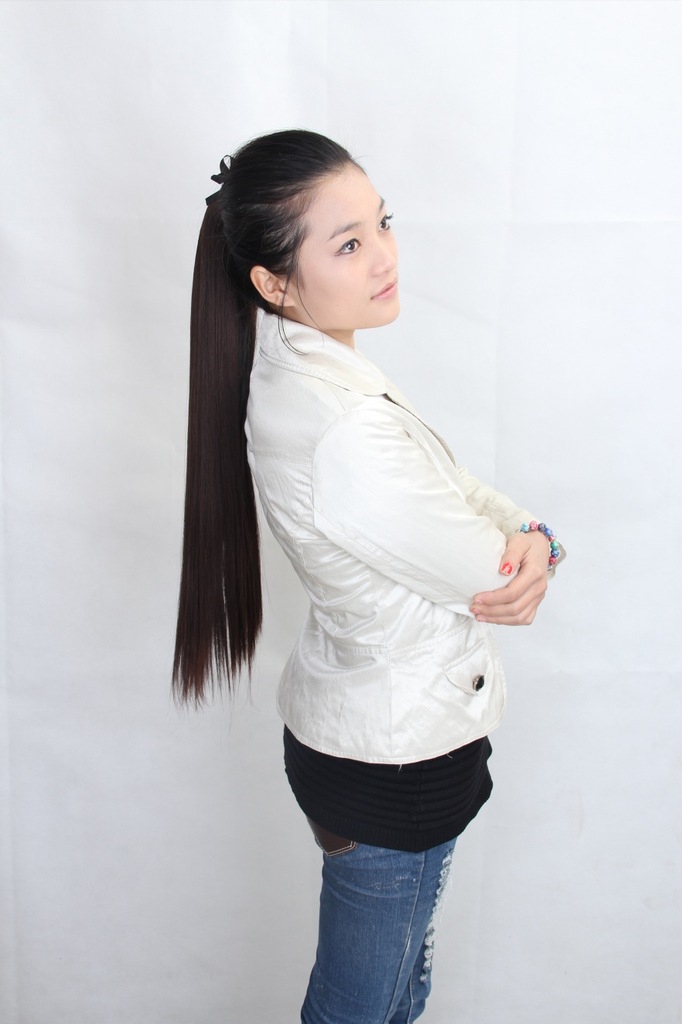2014 长直发<em>假发</em> 直发绑带马尾 <em>淑女</em>型 <em>假发</em>片