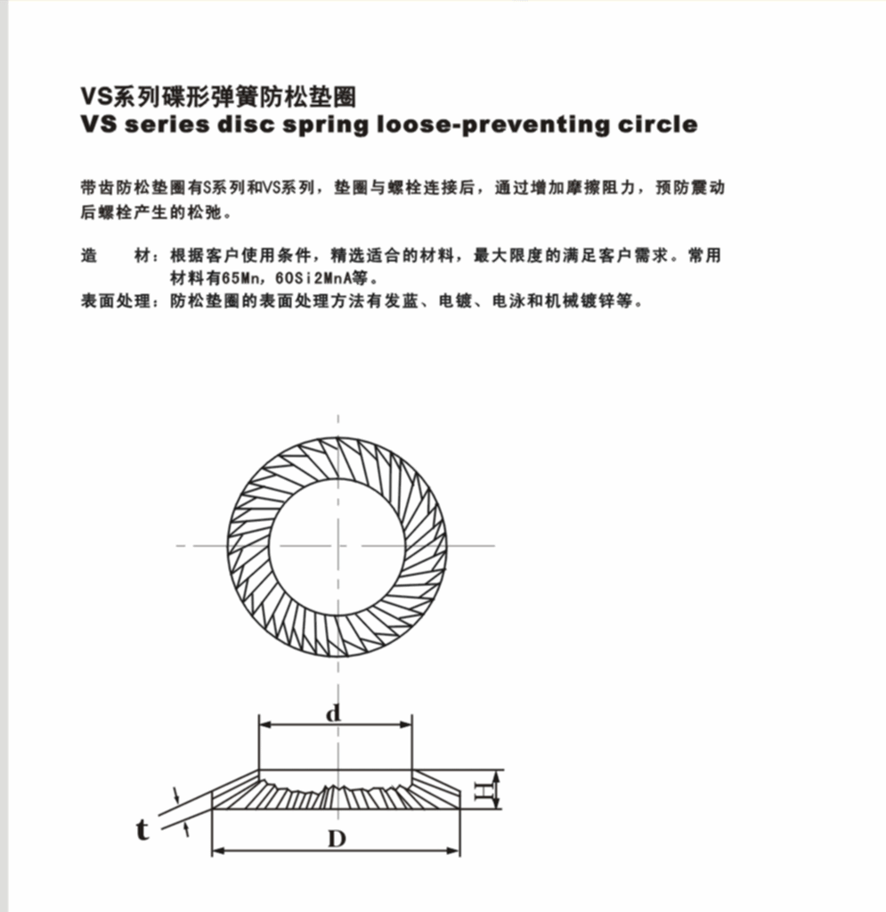 各种单面齿/双面齿 欢迎定制 din6796,vs系列碟形弹簧防松垫圈, 模具