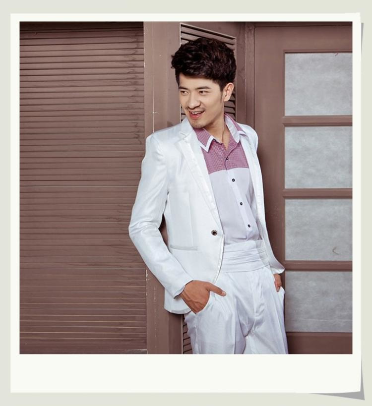 【婚礼男士礼服 演出主持西服 黑白色西装 新郎