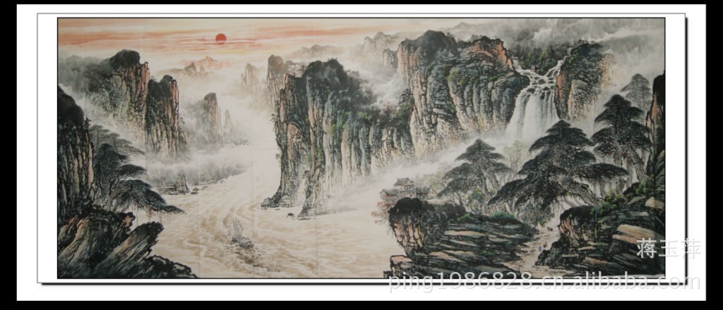 蕴云堂长期供应丈二国画山水画(长江山峡),量大包邮