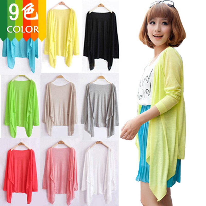 7月 韩版披肩防晒衫 宽松<em>长袖</em>空调衫<em>针织开衫</em>