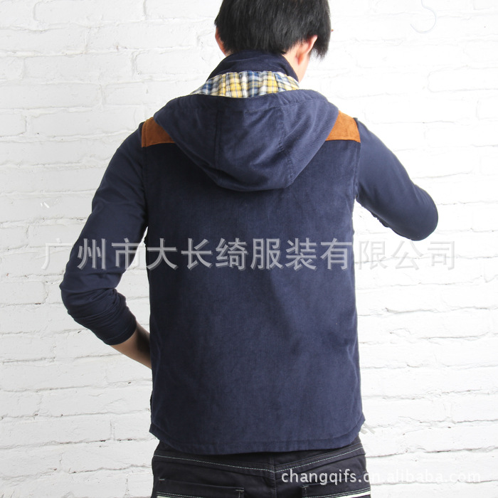 日系潮男生撞色连<em>帽</em>棉<em>马夹</em> 休息<em>时尚男款马甲</em>