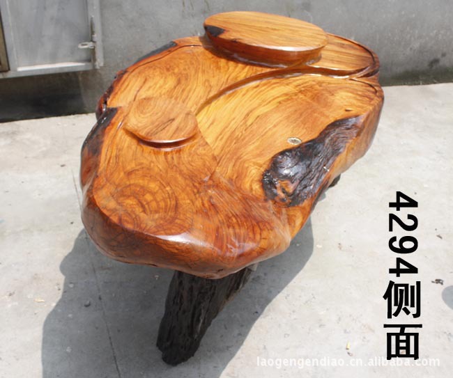 花梨木茶几 根雕茶桌茶台 树根茶几 实木茶托 红
