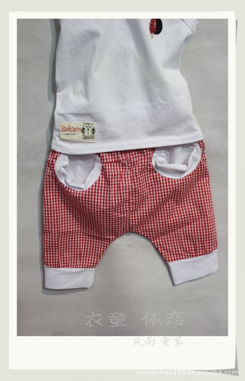 【童装批发夏装新款 可爱小龟背心 <em>格子马裤</em>套