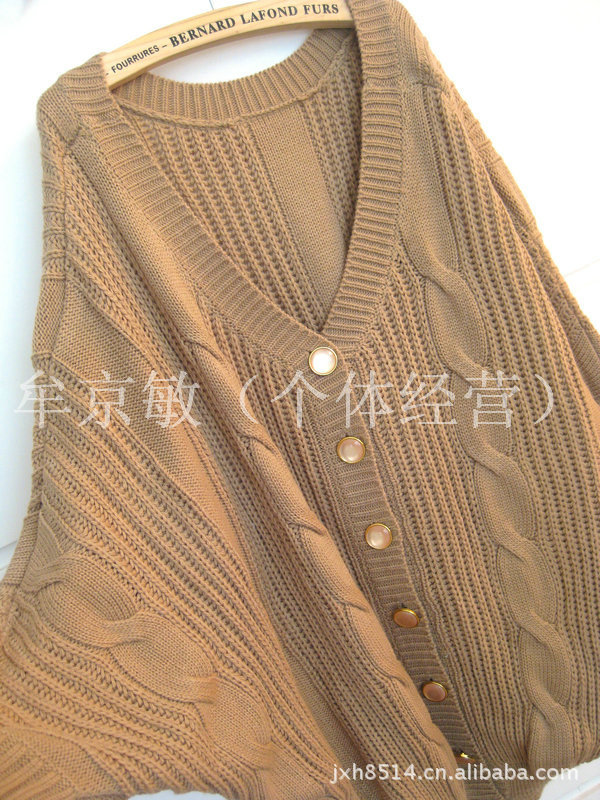 【EM 日本原单 <em>日系</em>宽松麻花复古蝙蝠袖大<em>开衫</em>