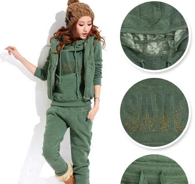 2012秋<em>冬季卫衣三件套</em>韩版<em>女装</em> 抓绒加厚女休