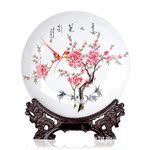 景德鎮陶瓷 高檔水點桃花瓷盤掛盤裝飾盤 現代陶瓷擺件裝飾工藝品
