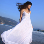 2012夏季新款韩版波西米亚风明星同款花边吊带 长裙*3889